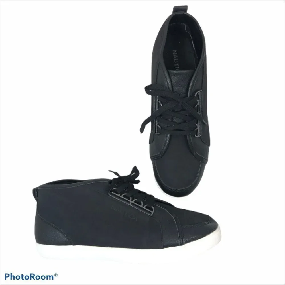 Nautica Ladies Lubec Black‎ High Top Sneakers